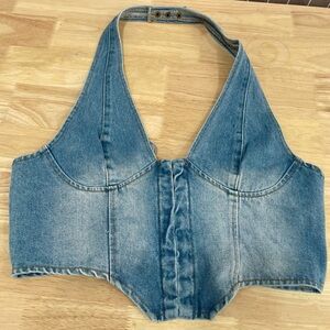 Edikted Denim Corset Top